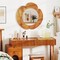 Costway Irregular Wall Mirror 29 Inch Rustic Hanging Vanity Mirror with Teak Wood Frame